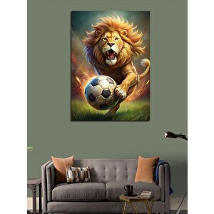 Kanvas Tablo Futbol Oynayan Aslan
