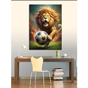 Kanvas Tablo Futbol Oynayan Aslan 100x140 cm