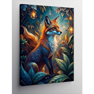 Kanvas Tablo Sevimli Tilki Renkli Fon 50x70 cm
