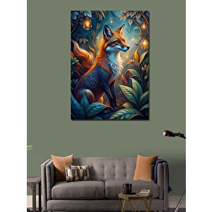 Kanvas Tablo Sevimli Tilki Renkli Fon 50x70 cm