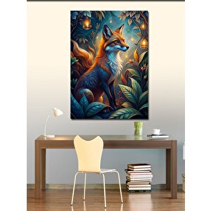 Kanvas Tablo Sevimli Tilki Renkli Fon 50x70 cm