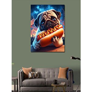 Kanvas Tablo Hotdog Pug Cinsi Köpek 100x140 cm