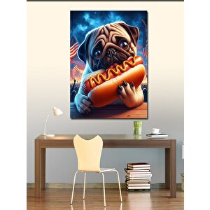 Kanvas Tablo Hotdog Pug Cinsi Köpek 100x140 cm