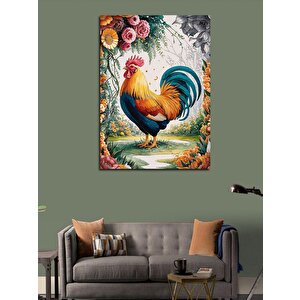 Kanvas Tablo Horoz Ve Çiçekler 70x100 cm