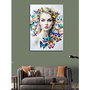 Kanvas Tablo Kelebek Ve Kadın 100x140 cm