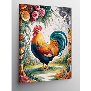 Kanvas Tablo Horoz Ve Çiçekler 100x140 cm