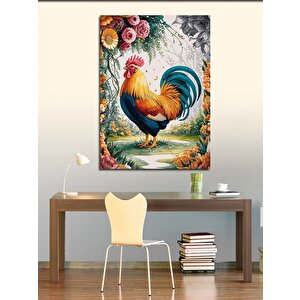 Kanvas Tablo Horoz Ve Çiçekler 100x140 cm