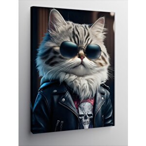 Kanvas Tablo Güneş Gözlüklü Sevimli Kedi 70x100 cm