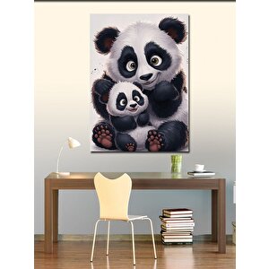 Kanvas Tablo Sevimli Panda Ailesi 100x140 cm