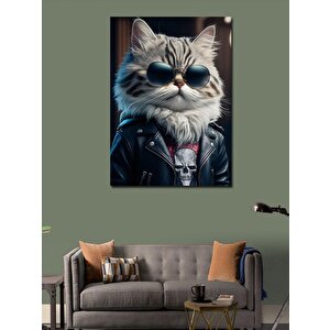 Kanvas Tablo Güneş Gözlüklü Sevimli Kedi 50x70 cm