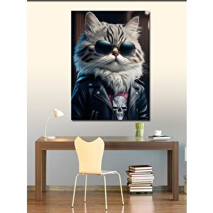 Kanvas Tablo Güneş Gözlüklü Sevimli Kedi 50x70 cm
