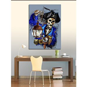 Kanvas Tablo Korsan Kaptan İskelet 70x100 cm