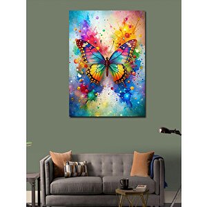 Kanvas Tablo Mavi Sarı Kelebek 100x140 cm