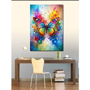 Kanvas Tablo Mavi Sarı Kelebek 100x140 cm