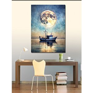 Kanvas Tablo Ay Ve Tekne Manzarası 50x70 cm