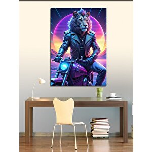 Kanvas Tablo Motosiklet Kullanan Aslan 70x100 cm