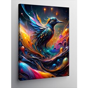Kanvas Tablo Gezegenler Ve Kuş 50x70 cm