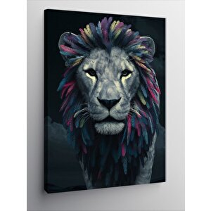 Kanvas Tablo Renkli Tüylü Aslan