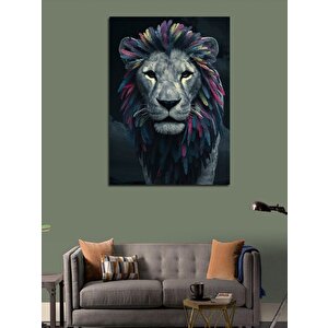 Kanvas Tablo Renkli Tüylü Aslan 70x100 cm
