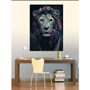 Kanvas Tablo Renkli Tüylü Aslan 50x70 cm