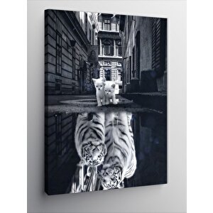 Kanvas Tablo Büyük Kaplan Olmayı Düşleyen Yavru Kediler 70x100 cm