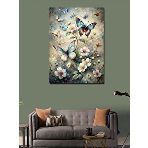 Kanvas Tablo Çiçekler Ve Kelebekler 70x100 cm