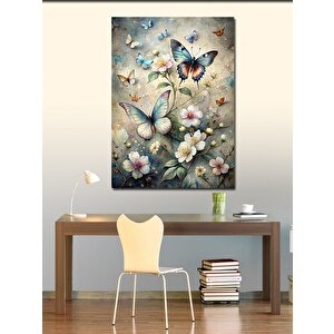 Kanvas Tablo Çiçekler Ve Kelebekler 70x100 cm