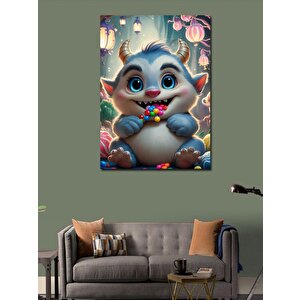 Kanvas Tablo Şekerleme Yiyen Sevimli Canavar 70x100 cm