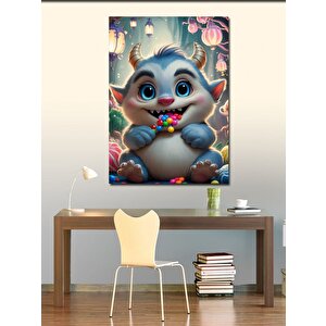 Kanvas Tablo Şekerleme Yiyen Sevimli Canavar 70x100 cm