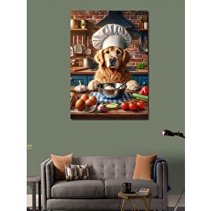 Kanvas Tablo Aşçı Golden Cinsi Köpek 70x100 cm