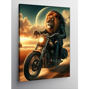 Kanvas Tablo Motorcu Aslan Çöllerde 70x100 cm