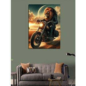 Kanvas Tablo Motorcu Aslan Çöllerde 70x100 cm