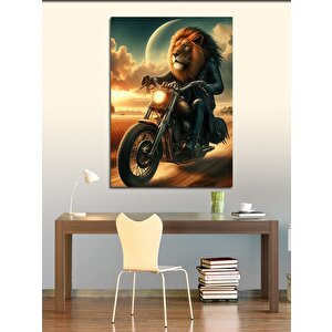 Kanvas Tablo Motorcu Aslan Çöllerde 50x70 cm