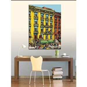 Kanvas Tablo Karikatür Sarı Bina 50x70 cm