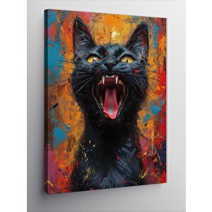 Kanvas Tablo Kara Kedi 100x140 cm