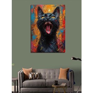 Kanvas Tablo Kara Kedi 100x140 cm