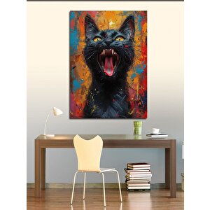 Kanvas Tablo Kara Kedi 100x140 cm