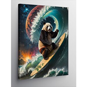 Kanvas Tablo Surf Yapan Panda 100x140 cm