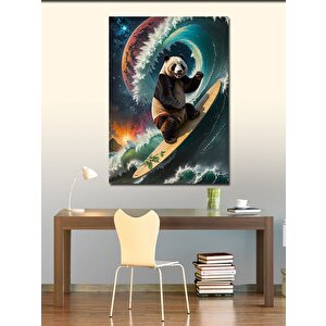 Kanvas Tablo Surf Yapan Panda 100x140 cm