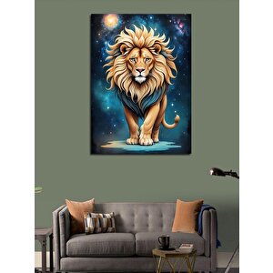 Kanvas Tablo Mavi Fon Aslan 70x100 cm