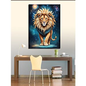 Kanvas Tablo Mavi Fon Aslan 70x100 cm