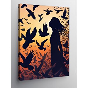 Kanvas Tablo Kuşlar Ve Kadın 70x100 cm