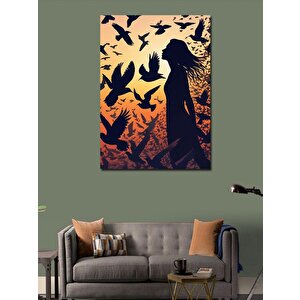 Kanvas Tablo Kuşlar Ve Kadın 70x100 cm