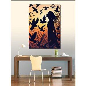 Kanvas Tablo Kuşlar Ve Kadın 70x100 cm