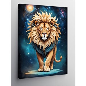 Kanvas Tablo Mavi Fon Aslan 50x70 cm