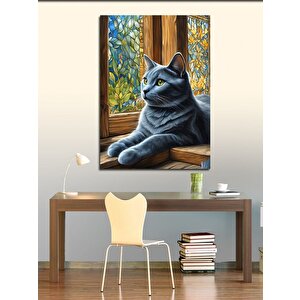 Kanvas Tablo Penceredeki Kedi 70x100 cm