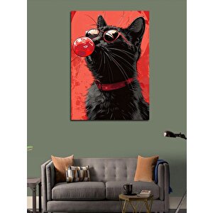 Kanvas Tablo Balon Şişiren Kedi 100x140 cm