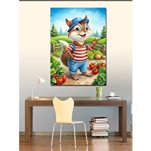 Kanvas Tablo Tarlada Sevimli Sincap 100x140 cm