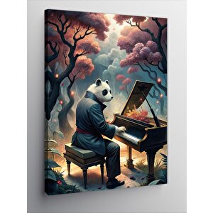 Kanvas Tablo Piyano Çalan Sevimli Panda 50x70 cm