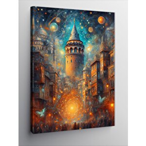 Kanvas Tablo Soyut İstanbul Galata Kulesi 100x140 cm